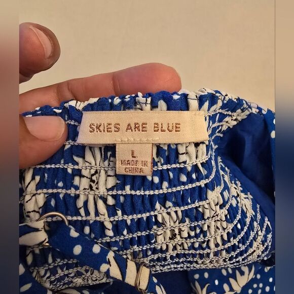 Skies Are Blue Ditsy Daisy Adjustable Strap Jumpsuit Tie Waist Size Large - Picture 3 of 11